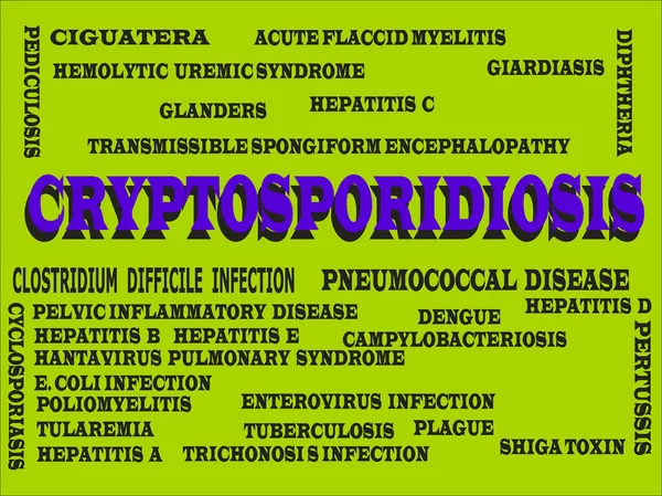 Cryptosporidiose Terminologie Médicale Liée Maladie Santé Mot Présentée Avec Résumé — Image vectorielle