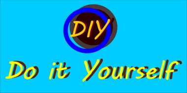 DIY tam biçimi: İletişim sözcüğü sembolü soyut arkaplanda kendiniz görüntüleyin.