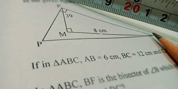 Тригонометрический Треугольник Математики Учебный Текст Отображается Бумаге Английском Языке Фоне — стоковое фото