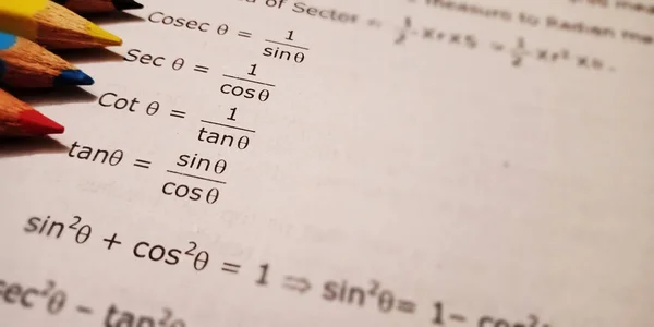 Тригонометрия Sin Cos Tan Maths Учебный Текст Отображается Бумаге Английском — стоковое фото