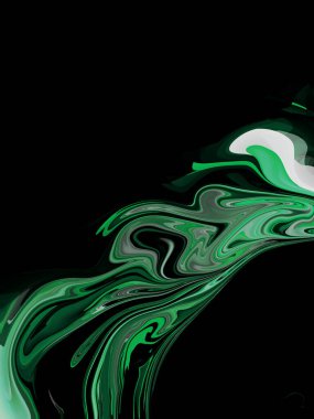 Yeşil ve beyaz renklendirilmiş sıvı desenli dijital çerçeve oluşturulmuş sanat soyutları.