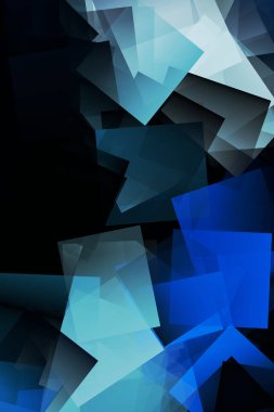 Mavi ve yeşil renkli vurgulanmış tuğlalar desenli dijital çerçeve oluşturulmuş soyutlamalar.