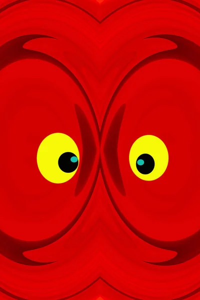 Color Rojo Resaltado Dibujos Animados Ojos Patrón Digital Creado Arte — Foto de Stock