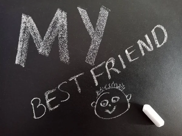 Best Friend Mot Dessin Animé Présenté Sur Tableau Avec Contexte — Photo