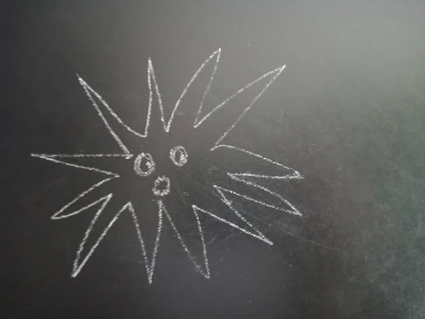 Corona virus cartoon art drawing on chalkboard for kid education pattern hand created.