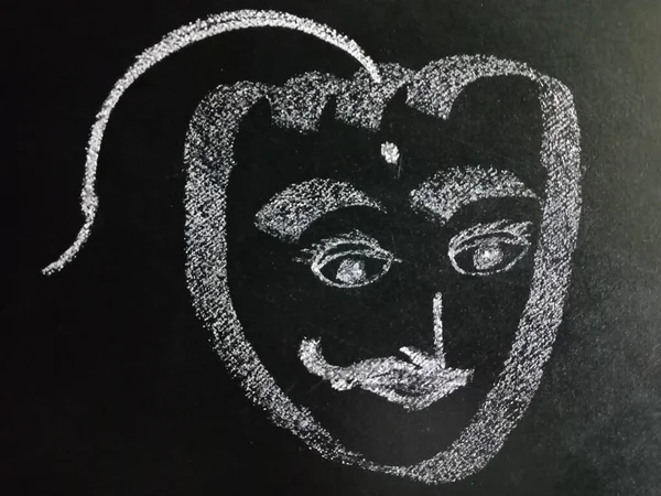 Funny brahmin cartoon art drawing on chalkboard for kid education pattern hand created.