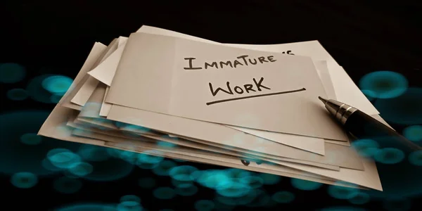 Immature work word with hand written concept on colorful paper slip pattern style displayed on illustration art abstract.