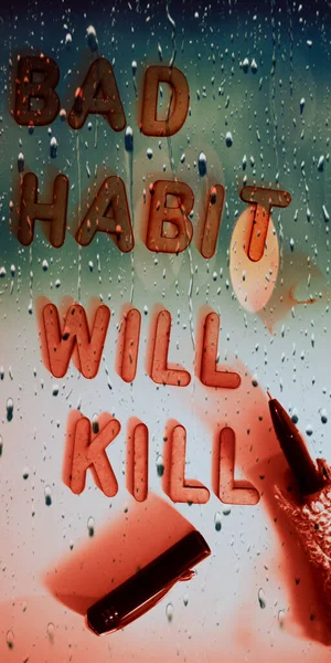 Bad habit will kill word with hand written concept on education pattern style displayed on illustration art abstract.