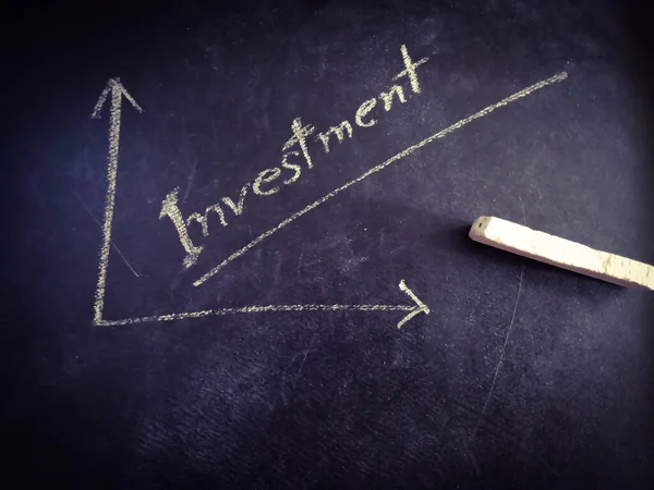 Investment Graph Word Presented Chalk Board Wooden Text Art Texture — Stock Photo, Image