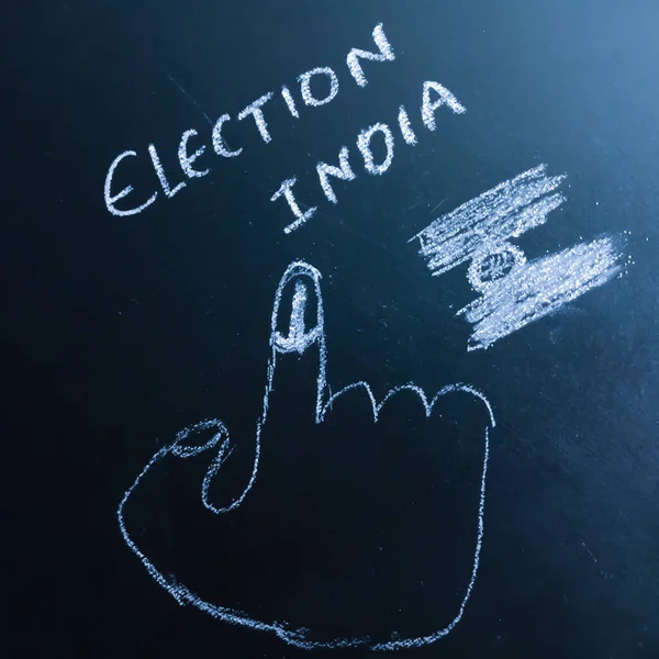 Wahlkonzept Indien Geschäftswort Präsentiert Mit Zeichenkunst Schwarzes Tafelmuster Für Lernzwecke — Stockfoto