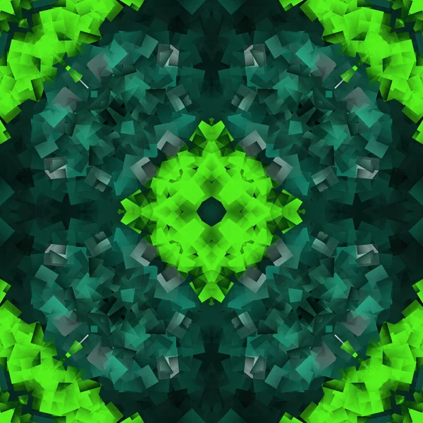 Bloemencaleidoscoop Patroon Abstracte Achtergrond Kalk Groene Abstracte Fractal Caleidoscoop Achtergrond — Stockfoto