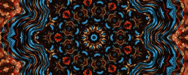 Simetrik Geometrik Süslemeli Kırmızı Kraliyet Mavisi Yaratıcı Desen Süslü Mozaik — Stok fotoğraf