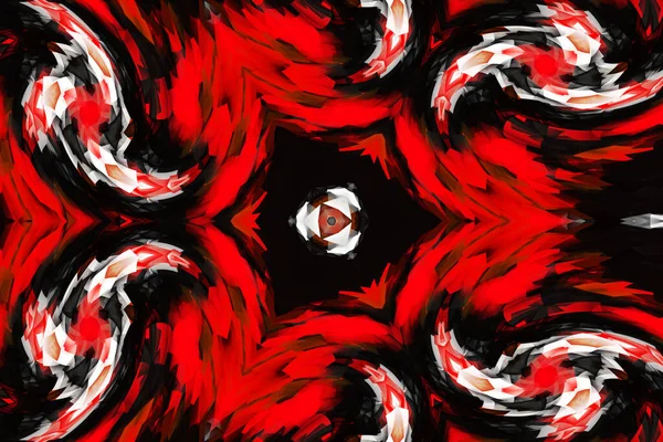 Simetrik Geometrik Süslemeli Yaratıcı Kırmızı Desen Süslü Mozaik Doku Kaleydoskop — Stok fotoğraf