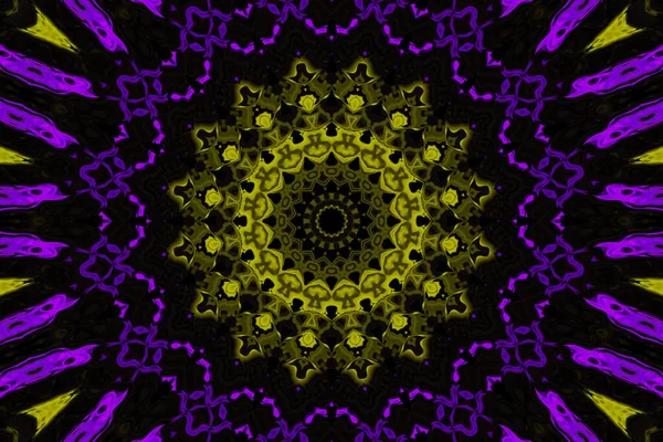 Yellow purple flower Creative pattern with geometric ornament. Ornamental mosaic texture. Kaleidoscope abstract background abstract colorful classic pattern. Metal mosaic on a colored background.