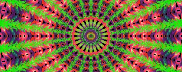 Zelený Kruh Kreativní Jasná Mandala Kaleidoskop Abstraktní Posvátné Geometrie Etnické — Stock fotografie