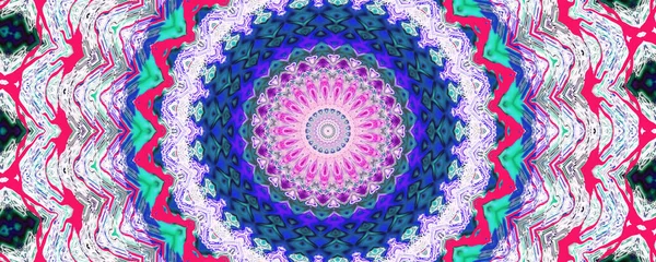 Mandala Luminoso Creativo Blu Bianco Caleidoscopio Astratto Geometria Sacra Opera — Foto Stock