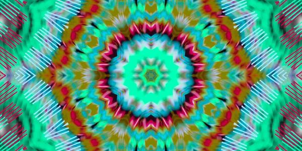 Abstract Hand Painted Tie Dye Aqua Watercolor Kaleidoscopic Seamless Pattern — Stock Photo, Image