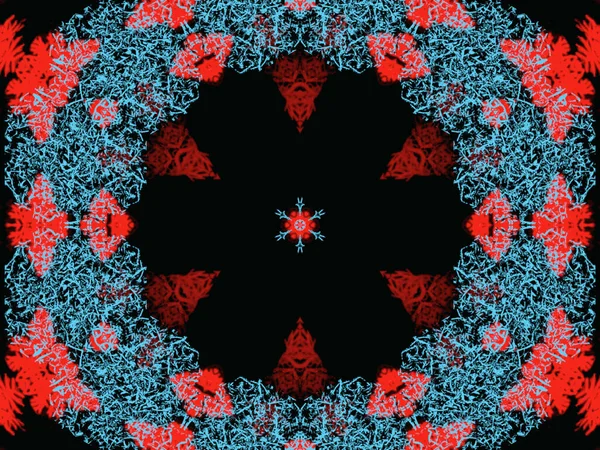 Aqua Rosa Circular Ilustración Digital Caleidoscopio Geométrico Abstracto Colorido Patrón — Foto de Stock
