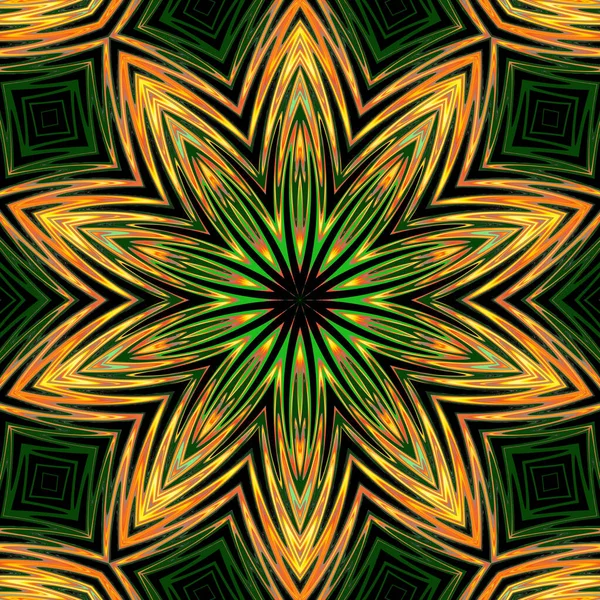 Goldenrod Abstract Kaleidoscope Green Background Beautiful Multicolor Kaleidoscope Texture Unique — Stock Photo, Image