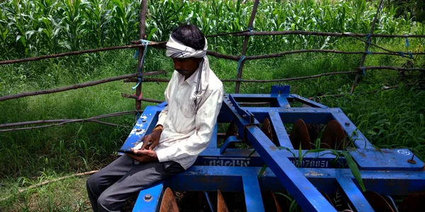 District Katni India August 2019 Indian Village Poor Farmer Man — Stock Photo, Image