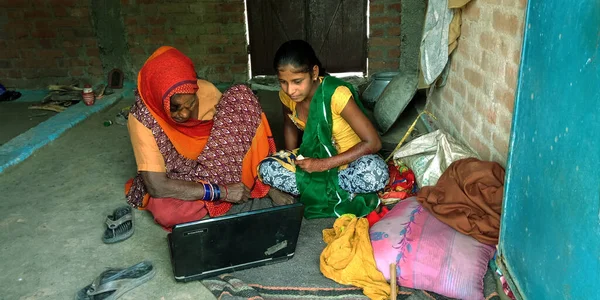 Districto Katni India Agosto 2019 Dos Mujeres Del Pueblo Indio — Foto de Stock