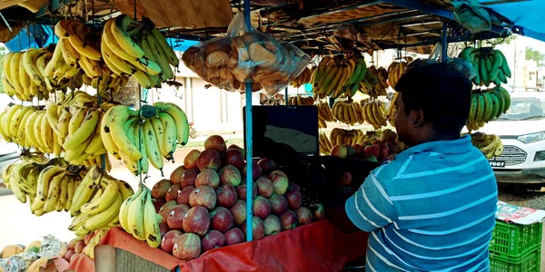 District Katni India Agosto 2019 Vendedor Indio Frutas Que Opera — Foto de Stock