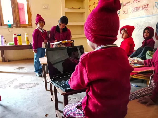 Districto Katni India Enero 2020 Niño Primaria Indio Que Aprende — Foto de Stock