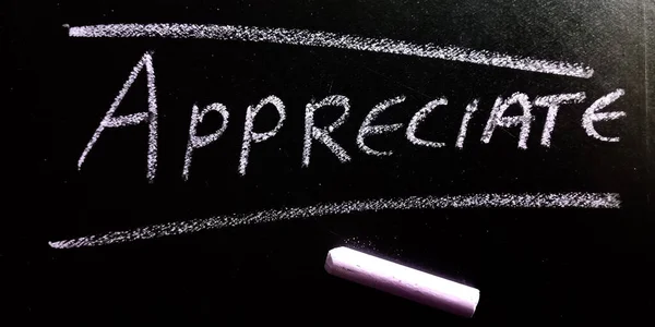 Appreciate Word Displayed Chalkboard Learning Awareness Terminology Education Purpose — Stock Photo, Image