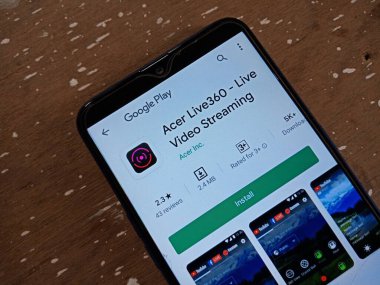 DISTRICT KATNI, INDIA - MAYIS 04, 2020: Acer canlı video yayını akıllı telefon androidi uygulaması Google 'da teknolojik farkındalık için oyun mağazası portalında sunuldu.