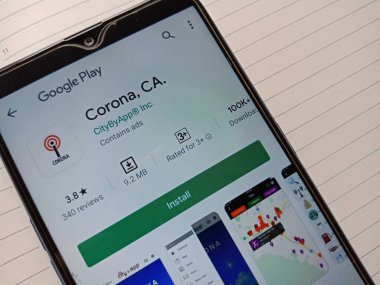 DISTRICT KATNI, INDIA - MAYIS 04, 2020: Corona CA android uygulaması dijital sağlık farkındalığı için akıllı telefondan sunuldu.