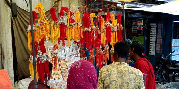 District Katni India August 2019 Asian People Buying Beautiful Rakhi — Stock Photo, Image