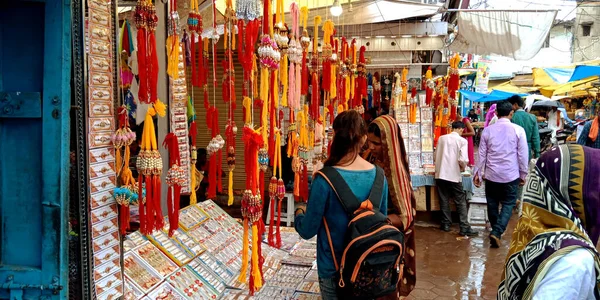 District Katni India August 2019 Indian College Girl Buying Beautiful — Stock Photo, Image