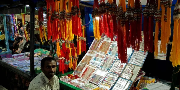 District Katni India August 2019 Asian Vender Presenting Rakhi Sale — Stock Photo, Image