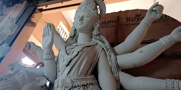 Distrikt Katni Indien September 2019 Handgefertigter Lord Durga Staue Wird — Stockfoto