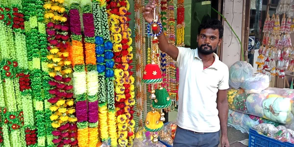 District Katni Indien September 2019 Ein Indischer Verkäufer Präsentiert Lokalen — Stockfoto