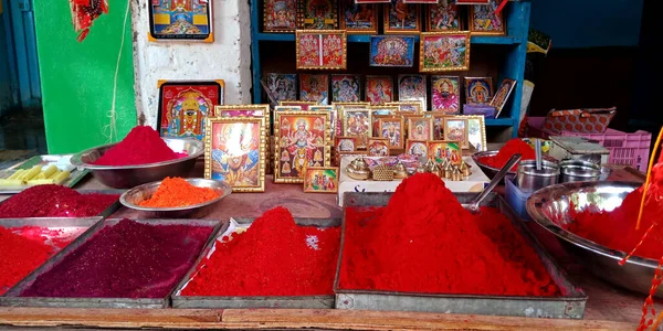 District Katni India Outubro 2019 Vermelhão Colorido Exibido Para Venda — Fotografia de Stock