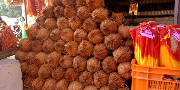 District Katni India Outubro 2019 Ofertas Coco Religioso Hindu Exibidas — Fotografia de Stock