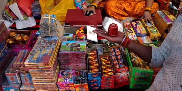 District Katni India Ekim 2019 Geleneksel Pazar Festivalinde Müşteriye Diwali — Stok fotoğraf