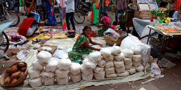 District Katni India Październik Października 2019 Azjatycka Starsza Pani Sklepikarka — Zdjęcie stockowe