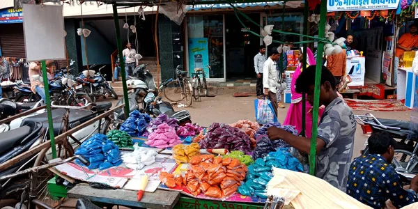 District Katni India Październik Października 2019 Azjatycki Wózek Sprzedający Kolory — Zdjęcie stockowe