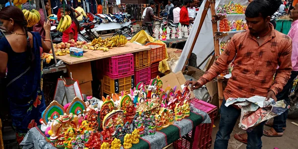 District Katni India October 2019 Asian Vender Selling Soil Made — Stock Photo, Image