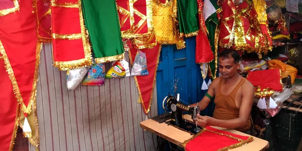 District Katni India September 2019 Asian Tailor Making Religious Cloth — Stock Photo, Image