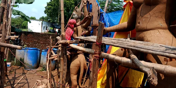 District Katni Índia Setembro 2019 Artista Indiano Fabricante Estátuas Criando — Fotografia de Stock