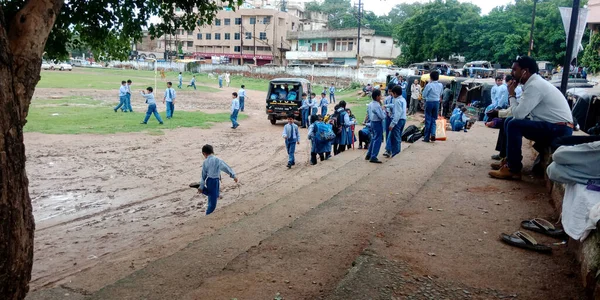 District Katni Inde Août 2019 Des Écoliers Indiens Rassemblent Après — Photo