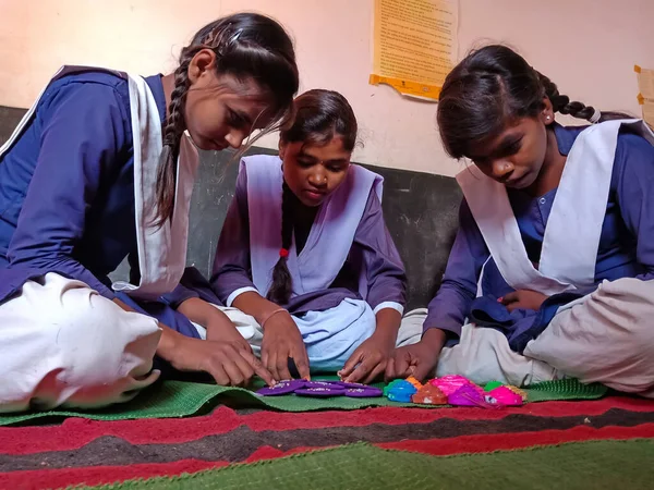 Districto Katni India Enero 2020 Tres Alumnas Del Gobierno Indio — Foto de Stock