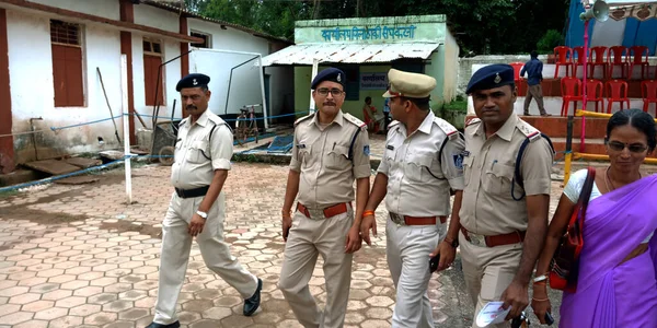 City Katni Índia Agosto 2019 Policiais Indianos Plantão Para Programa — Fotografia de Stock