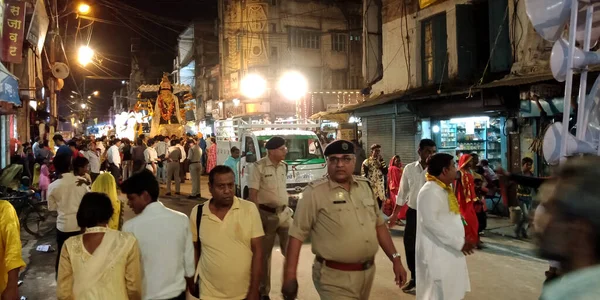 District Katni India Sierpień 2019 Indyjska Policja Służbie Pomiędzy Tradycyjnymi — Zdjęcie stockowe