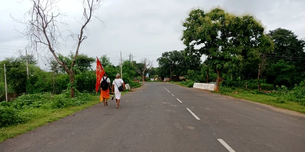 District Satna Índia Setembro 2019 Indianos Tradicionais Que Vão Estrada — Fotografia de Stock