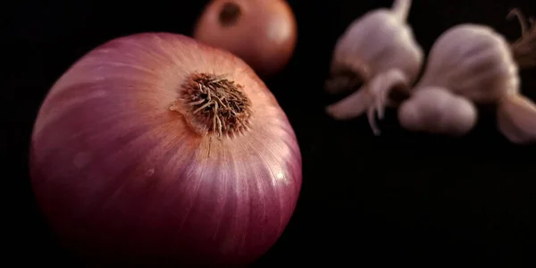 Färsk Brun Lök Yta Som Isolerats Svart Bakgrund Jordbruk Yta — Stockfoto