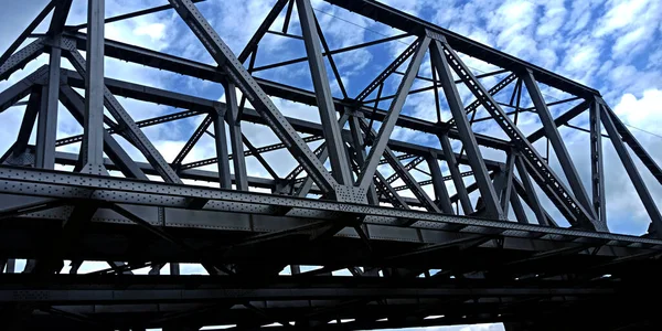 Iron Constructed Railway Bridge Sky Background — Stock Photo, Image